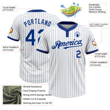 Laden Sie das Bild in den Galerie-Viewer, Custom White Royal Pinstripe Royal Two-Button Unisex Softball Jersey
