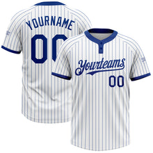 Laden Sie das Bild in den Galerie-Viewer, Custom White Royal Pinstripe Royal Two-Button Unisex Softball Jersey
