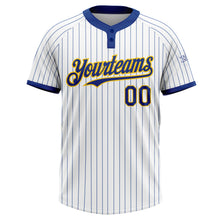 Charger l&#39;image dans la galerie, Custom White Royal Pinstripe Yellow Two-Button Unisex Softball Jersey
