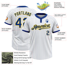 Charger l&#39;image dans la galerie, Custom White Royal Pinstripe Yellow Two-Button Unisex Softball Jersey
