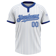 Загрузить изображение в средство просмотра галереи, Custom White Royal Pinstripe Light Blue Two-Button Unisex Softball Jersey
