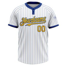 Charger l&#39;image dans la galerie, Custom White Royal Pinstripe Yellow Two-Button Unisex Softball Jersey
