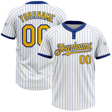 Загрузить изображение в средство просмотра галереи, Custom White Royal Pinstripe Yellow Two-Button Unisex Softball Jersey
