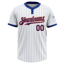 Загрузить изображение в средство просмотра галереи, Custom White Royal Pinstripe Orange Two-Button Unisex Softball Jersey
