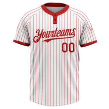 Загрузить изображение в средство просмотра галереи, Custom White Red Pinstripe Red Two-Button Unisex Softball Jersey
