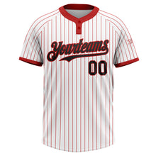 Charger l&#39;image dans la galerie, Custom White Red Pinstripe Black Two-Button Unisex Softball Jersey
