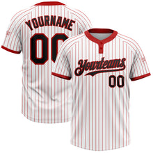 Charger l&#39;image dans la galerie, Custom White Red Pinstripe Black Two-Button Unisex Softball Jersey
