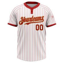 Charger l&#39;image dans la galerie, Custom White Red Pinstripe Old Gold Two-Button Unisex Softball Jersey
