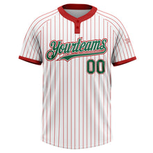 Загрузить изображение в средство просмотра галереи, Custom White Red Pinstripe Kelly Green Two-Button Unisex Softball Jersey
