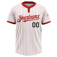 Загрузить изображение в средство просмотра галереи, Custom White Red Pinstripe Black Two-Button Unisex Softball Jersey
