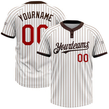 Charger l&#39;image dans la galerie, Custom White Brown Pinstripe Red Two-Button Unisex Softball Jersey
