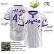 Laden Sie das Bild in den Galerie-Viewer, Custom White Purple Pinstripe Gray Two-Button Unisex Softball Jersey
