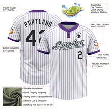 Charger l&#39;image dans la galerie, Custom White Purple Pinstripe Black-Silver Two-Button Unisex Softball Jersey
