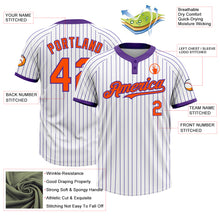 Charger l&#39;image dans la galerie, Custom White Purple Pinstripe Orange Two-Button Unisex Softball Jersey
