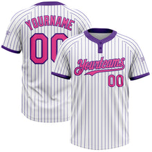 Charger l&#39;image dans la galerie, Custom White Purple Pinstripe Pink Two-Button Unisex Softball Jersey
