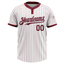 Загрузить изображение в средство просмотра галереи, Custom White Crimosn Pinstripe Gray Two-Button Unisex Softball Jersey
