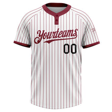 Загрузить изображение в средство просмотра галереи, Custom White Crimosn Pinstripe Black Two-Button Unisex Softball Jersey
