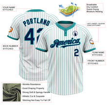 Charger l&#39;image dans la galerie, Custom White Teal Pinstripe Navy Two-Button Unisex Softball Jersey
