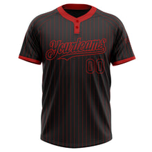 Загрузить изображение в средство просмотра галереи, Custom Black Red Pinstripe Red Two-Button Unisex Softball Jersey
