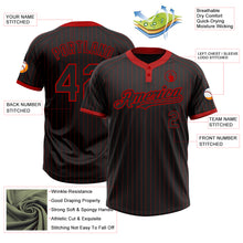 Загрузить изображение в средство просмотра галереи, Custom Black Red Pinstripe Red Two-Button Unisex Softball Jersey
