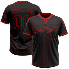 Загрузить изображение в средство просмотра галереи, Custom Black Red Pinstripe Red Two-Button Unisex Softball Jersey
