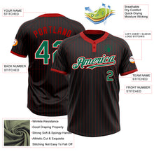 Load image into Gallery viewer, Custom Black Red Pinstripe Kelly Green-White Two-Button Unisex Softball Jersey
