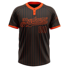 Загрузить изображение в средство просмотра галереи, Custom Black Orange Pinstripe Orange Two-Button Unisex Softball Jersey
