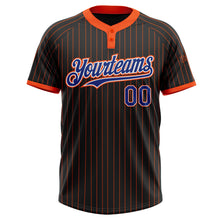 Загрузить изображение в средство просмотра галереи, Custom Black Orange Pinstripe Royal-White Two-Button Unisex Softball Jersey
