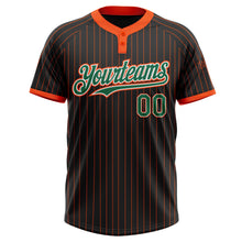 Загрузить изображение в средство просмотра галереи, Custom Black Orange Pinstripe Kelly Green-White Two-Button Unisex Softball Jersey
