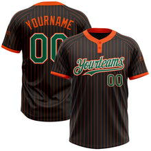 Загрузить изображение в средство просмотра галереи, Custom Black Orange Pinstripe Kelly Green-White Two-Button Unisex Softball Jersey
