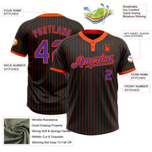 Загрузить изображение в средство просмотра галереи, Custom Black Orange Pinstripe Purple Two-Button Unisex Softball Jersey
