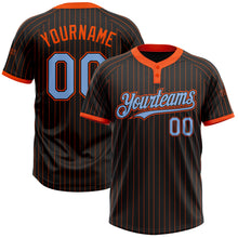 Загрузить изображение в средство просмотра галереи, Custom Black Orange Pinstripe Light Blue Two-Button Unisex Softball Jersey
