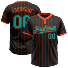 Загрузить изображение в средство просмотра галереи, Custom Black Orange Pinstripe Aqua Two-Button Unisex Softball Jersey
