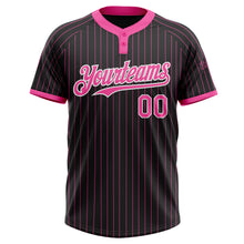 Загрузить изображение в средство просмотра галереи, Custom Black Pink Pinstripe White Two-Button Unisex Softball Jersey
