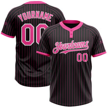 Загрузить изображение в средство просмотра галереи, Custom Black Pink Pinstripe White Two-Button Unisex Softball Jersey
