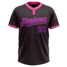 Загрузить изображение в средство просмотра галереи, Custom Black Pink Pinstripe Purple Two-Button Unisex Softball Jersey
