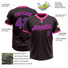 Загрузить изображение в средство просмотра галереи, Custom Black Pink Pinstripe Purple Two-Button Unisex Softball Jersey
