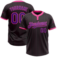 Загрузить изображение в средство просмотра галереи, Custom Black Pink Pinstripe Purple Two-Button Unisex Softball Jersey
