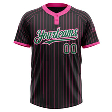 Загрузить изображение в средство просмотра галереи, Custom Black Pink Pinstripe Kelly Green-White Two-Button Unisex Softball Jersey
