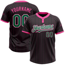 Загрузить изображение в средство просмотра галереи, Custom Black Pink Pinstripe Kelly Green-White Two-Button Unisex Softball Jersey
