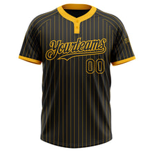 Charger l&#39;image dans la galerie, Custom Black Gold Pinstripe Gold Two-Button Unisex Softball Jersey
