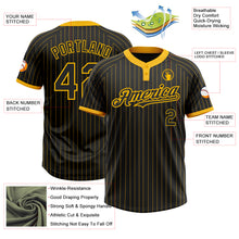 Charger l&#39;image dans la galerie, Custom Black Gold Pinstripe Gold Two-Button Unisex Softball Jersey
