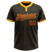 Charger l&#39;image dans la galerie, Custom Black Gold Pinstripe Crimson Two-Button Unisex Softball Jersey
