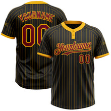 Charger l&#39;image dans la galerie, Custom Black Gold Pinstripe Crimson Two-Button Unisex Softball Jersey
