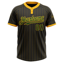 Laden Sie das Bild in den Galerie-Viewer, Custom Black Gold Pinstripe Green Two-Button Unisex Softball Jersey
