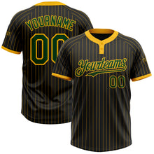 Laden Sie das Bild in den Galerie-Viewer, Custom Black Gold Pinstripe Green Two-Button Unisex Softball Jersey
