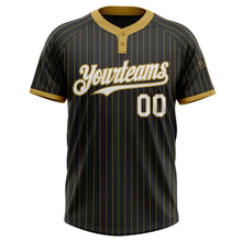 Charger l&#39;image dans la galerie, Custom Black Old Gold Pinstripe White Two-Button Unisex Softball Jersey
