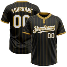 Charger l&#39;image dans la galerie, Custom Black Old Gold Pinstripe White Two-Button Unisex Softball Jersey
