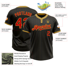 Load image into Gallery viewer, Custom Black Old Gold Pinstripe Red Two-Button Unisex Softball Jersey
