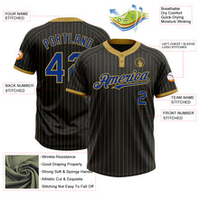 Загрузить изображение в средство просмотра галереи, Custom Black Old Gold Pinstripe Royal Two-Button Unisex Softball Jersey
